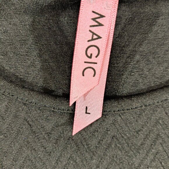 Magic Black Textured Short Sleeve Fit/Flare Midi Dress Women's Size Large - Picture 8 of 10